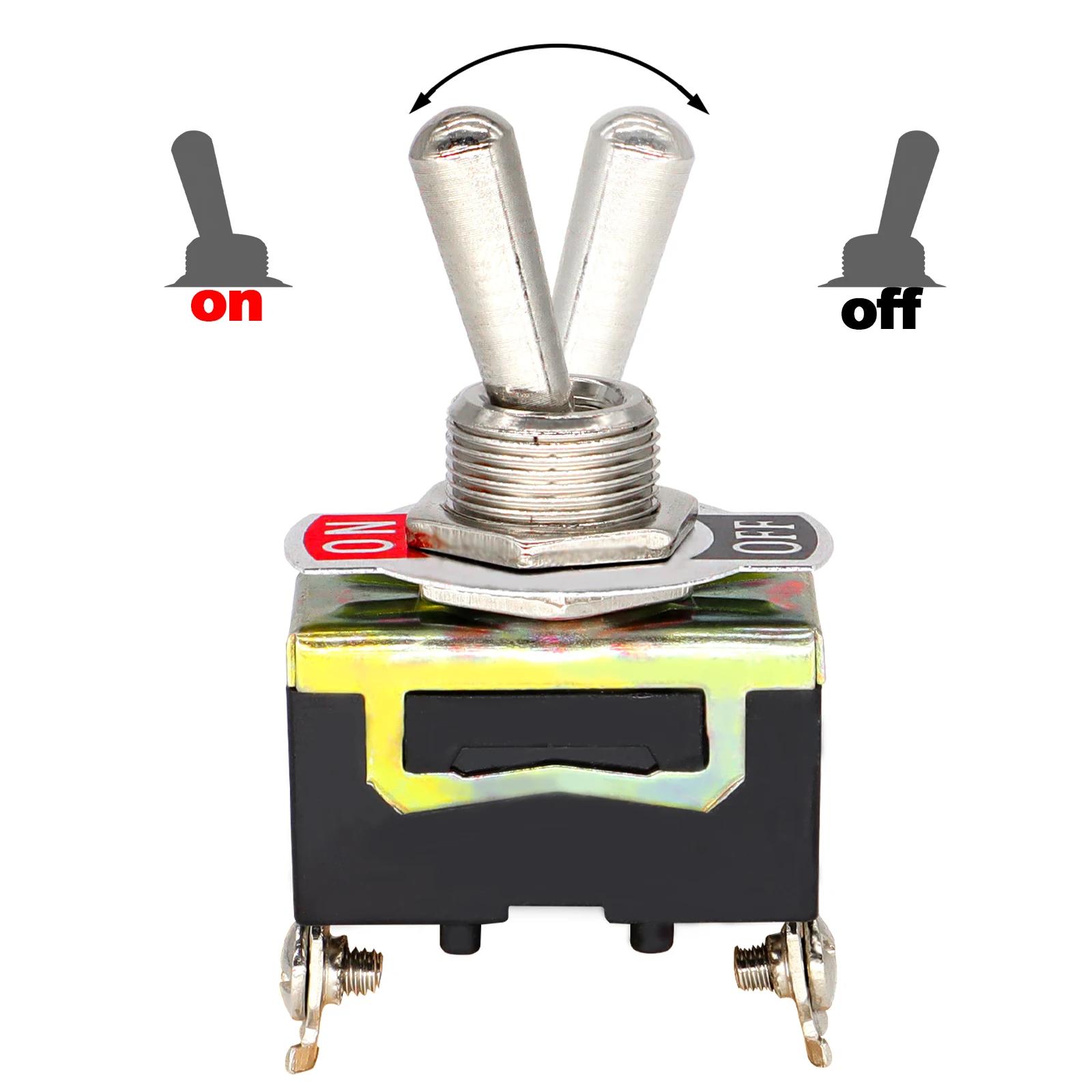 10 pièces interrupteur à bascule 15A 250V ON/OFF SPST 2Pin robuste voiture bateau avec capuchon de c