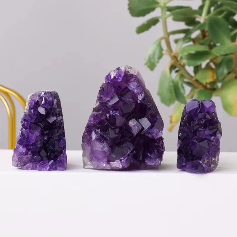 Grotte d'améthyste naturelle d'uruguay, ornements de déode violette, bassin au trésor, démagnétisati