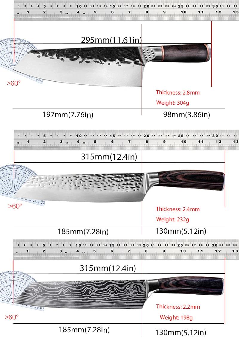 Couteau de Chef japonais forgé à la main, couteau de cuisine Kiritsuke, couteau en acier inoxydable 