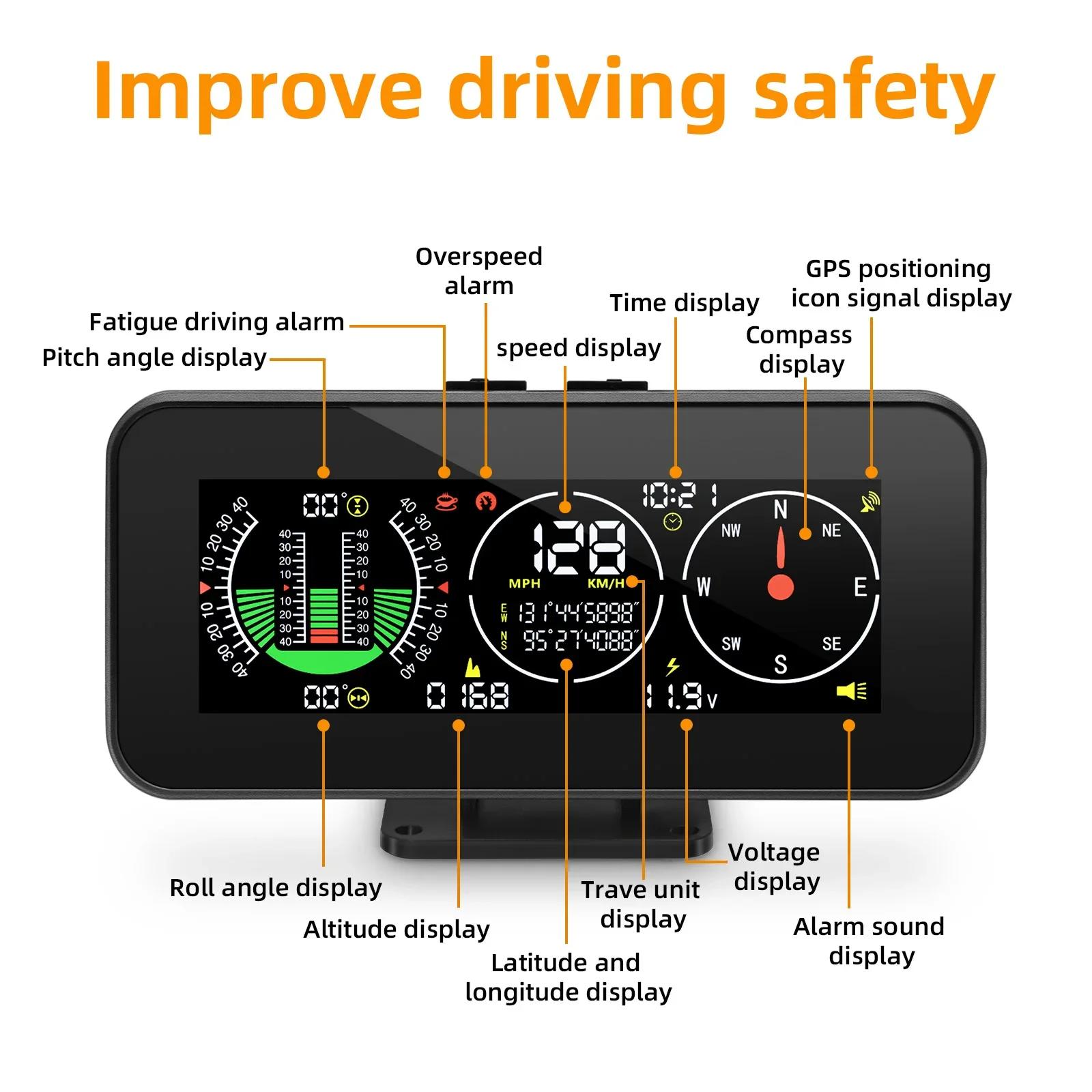 Inclinomètre numérique de pente de vitesse M60, avec GPS, compteur de vitesse, boussole pour accesso