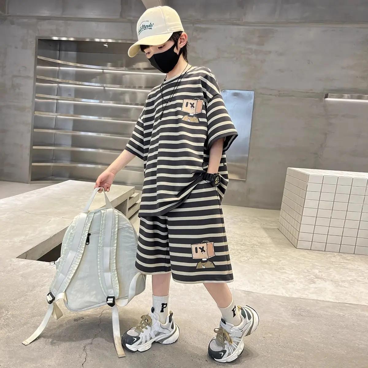 Ensemble deux pièces de Sport à rayures pour enfants, short pour garçons de 3 à 4 ans, tenue de dess
