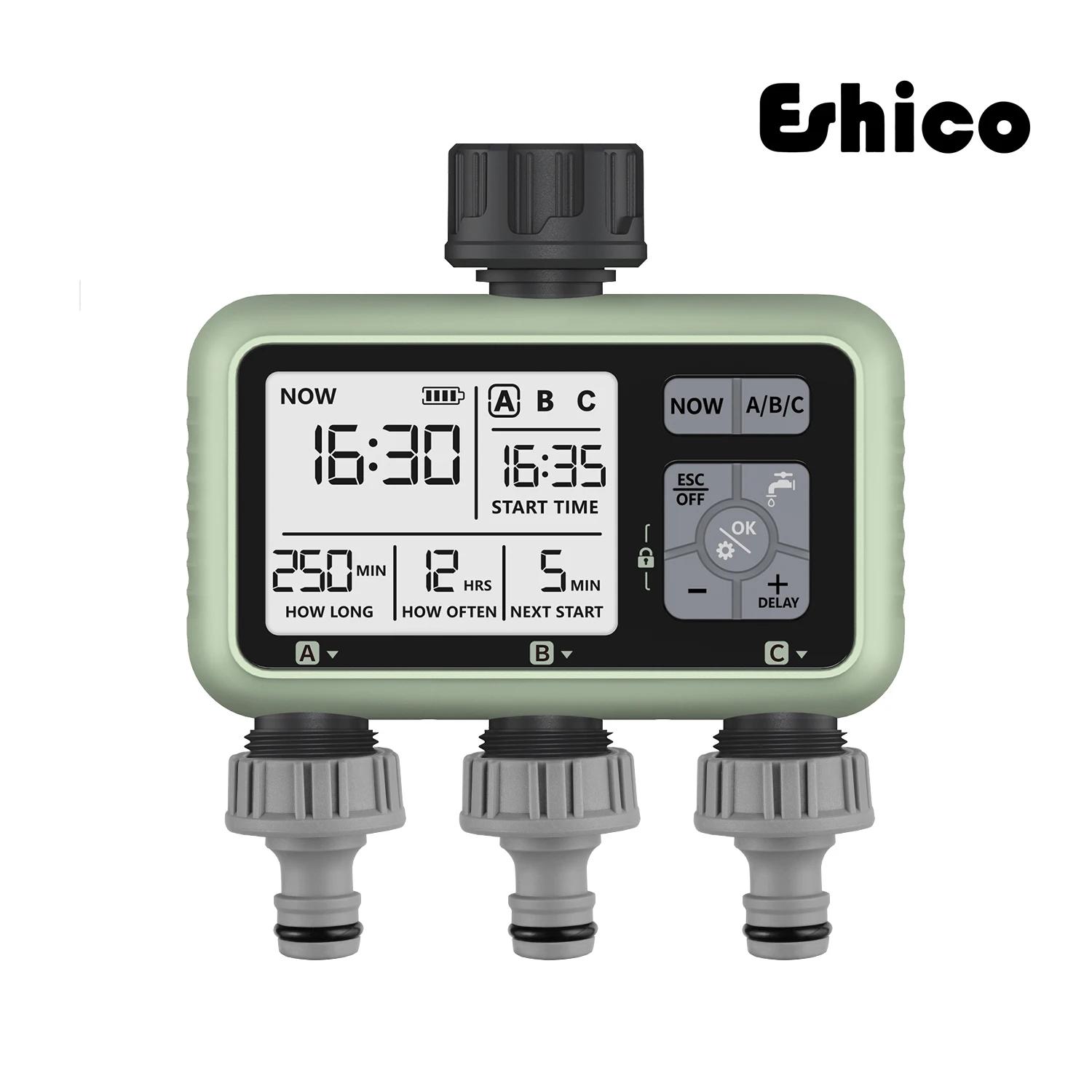 Eshico-Arroseur de jardin numérique, minuterie d'eau à 3 sorties, programme de contrôle indépendant,