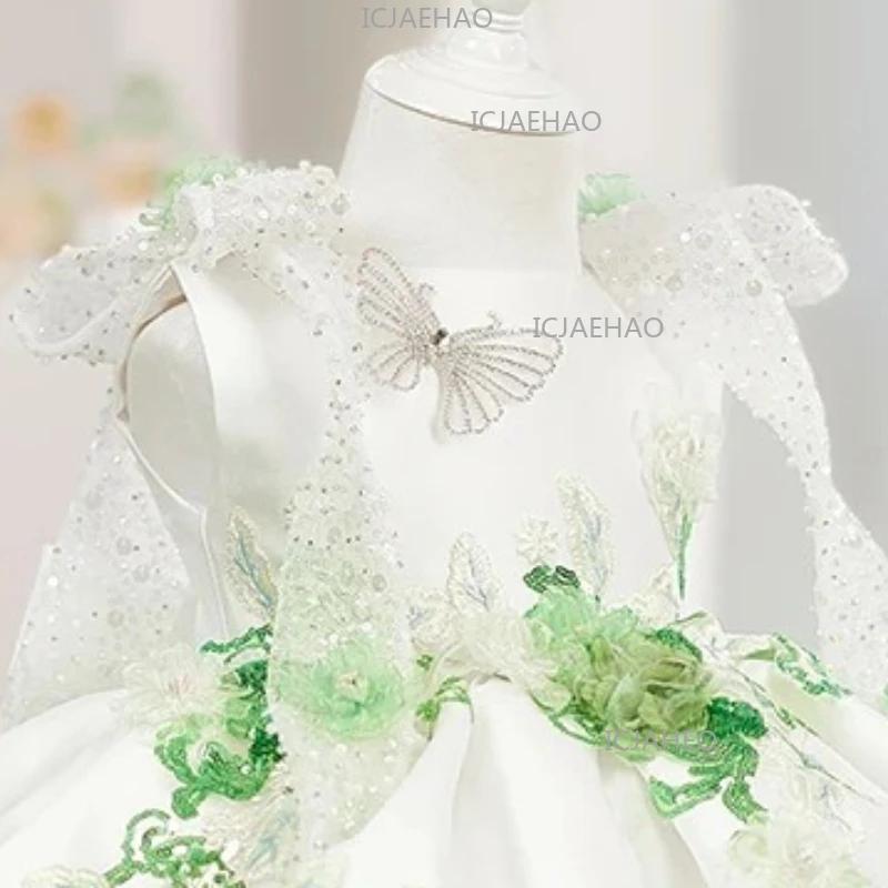 Nouvelle Robe de Princesse pour Bébé Fille 2026, Robe Tutu à Fleurs et Perles pour Fête d'Anniversai