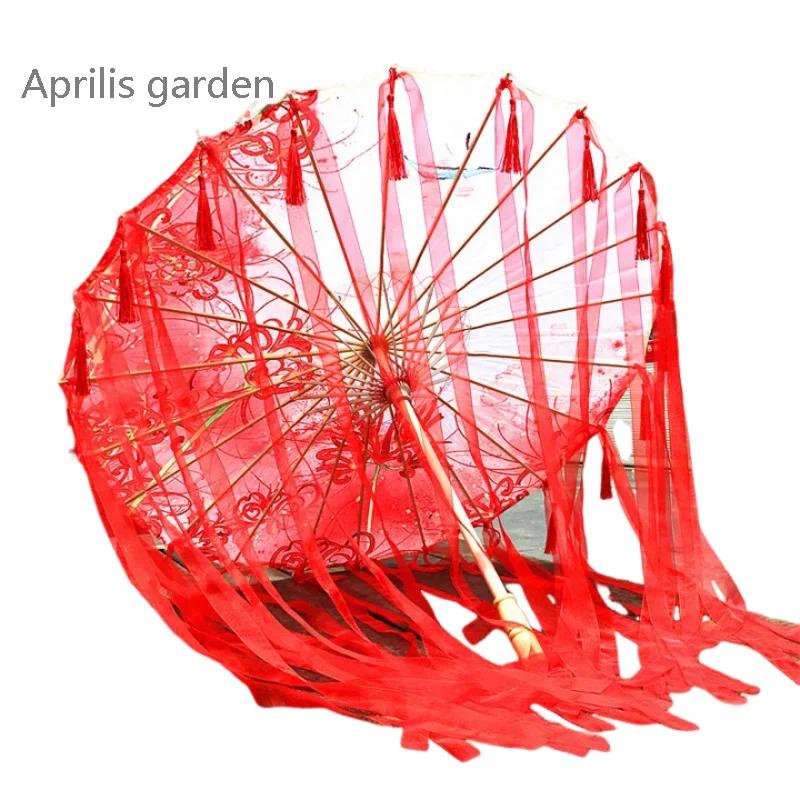 Parapluie en dentelle pour spectacle de danse chinoise, parapluie classique Hanfu en papier à l'huil
