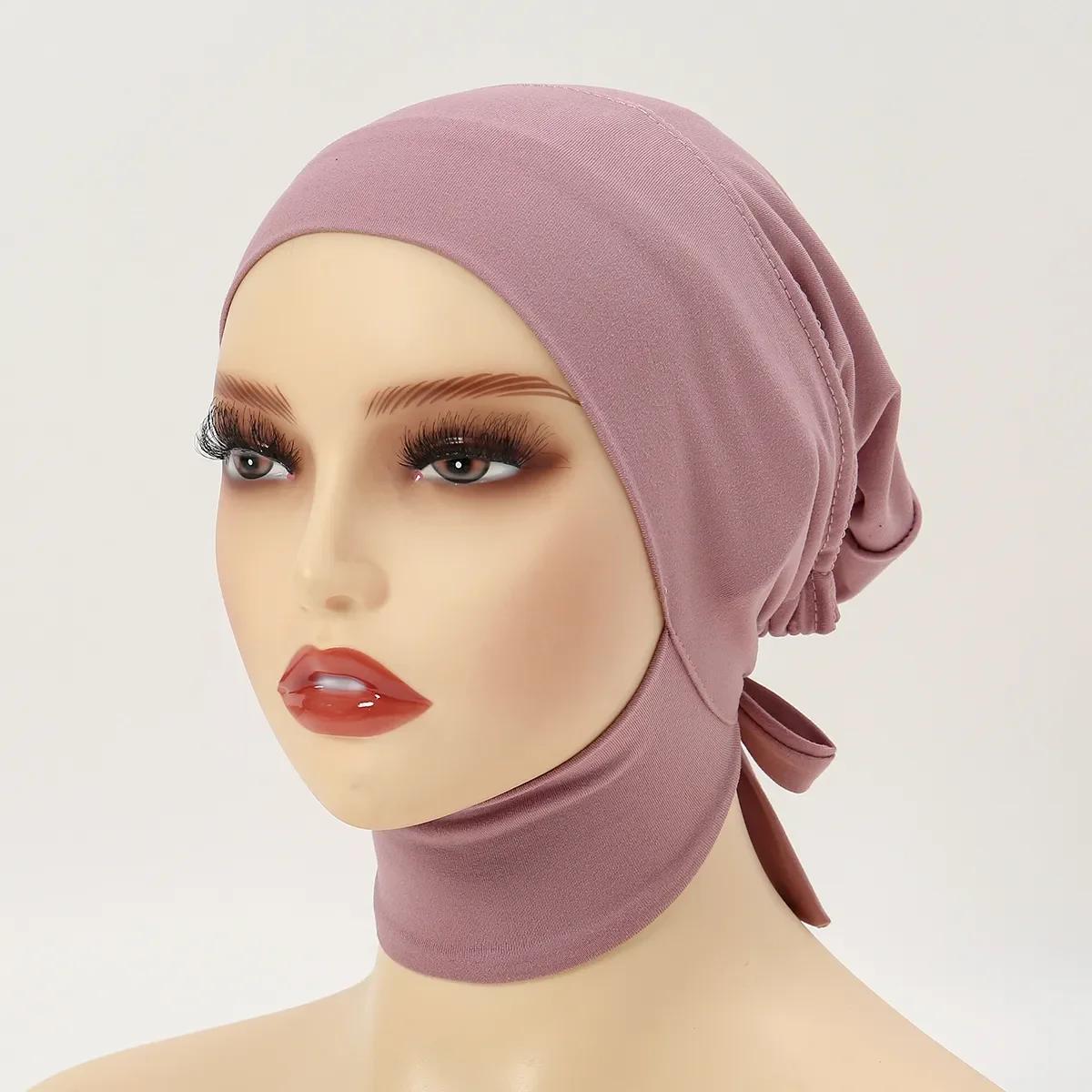 Casquette intérieure musulmane Hijab pour femmes, sous-écharpe solide, Turban, chapeau islamique mus