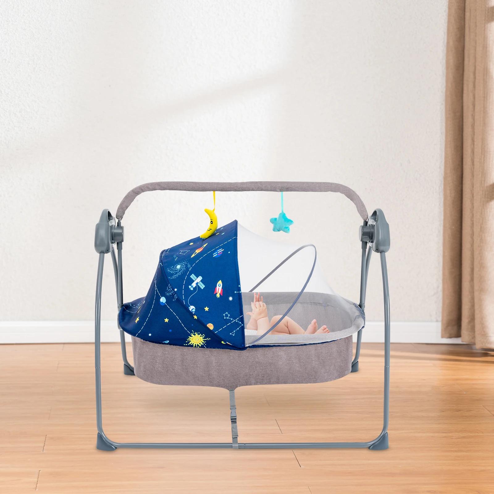 Berceau balançoire pour bébé, support électrique à 5 vitesses, chaise à bascule automatique avec tél