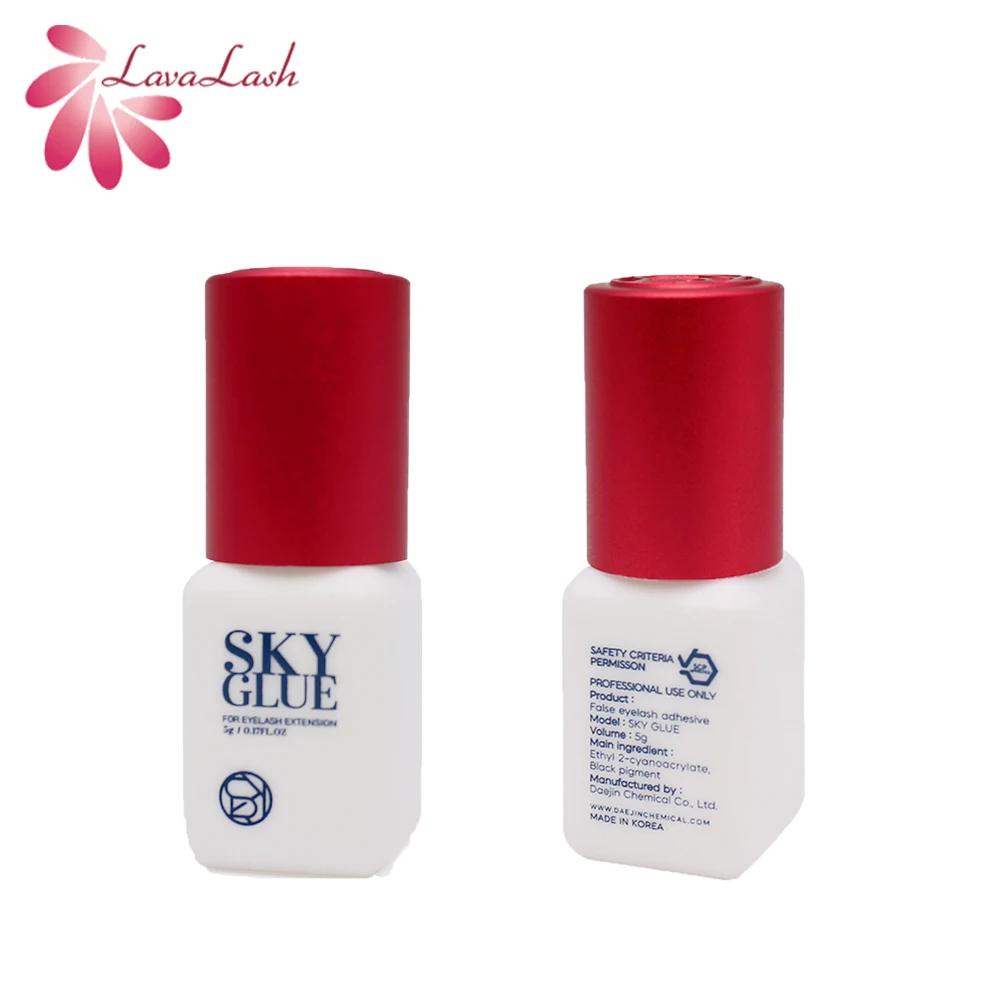 Extensions de cils coréennes originales, 10 bouteilles/lot, colle ciel avec capuchon rouge, temps de