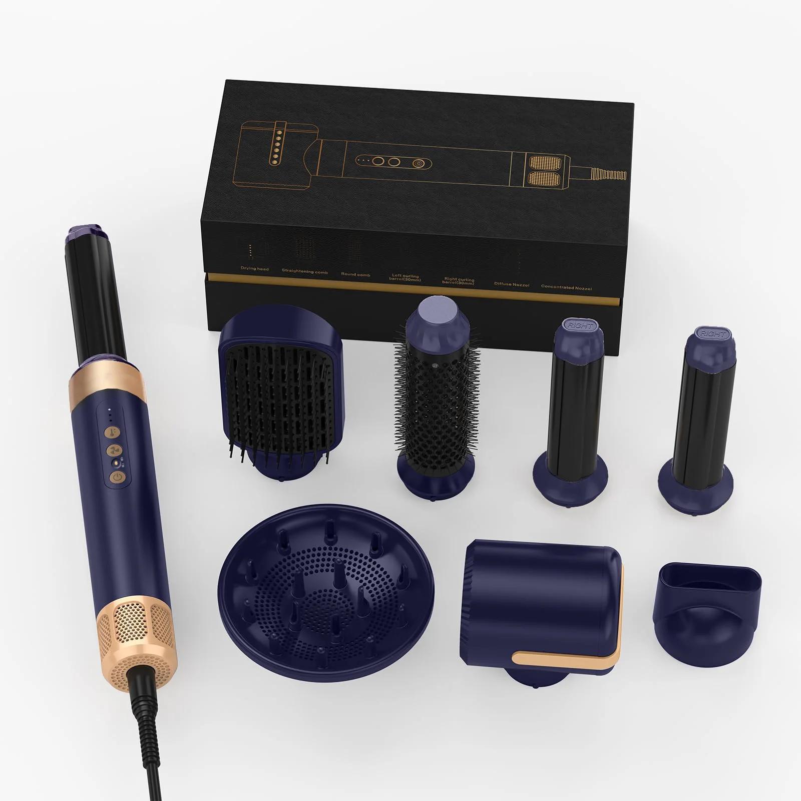 UKLISS Brosse sèche-cheveux 7 en 1, ensemble de coiffeur d'air avec fer à friser, brosse ronde, liss