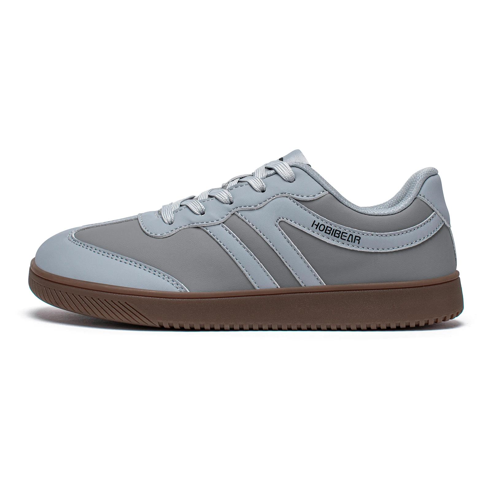 HOBIBEAR chaussures à bout large unisexe baskets en cuir artificiel décontracté à lacets chaussures 