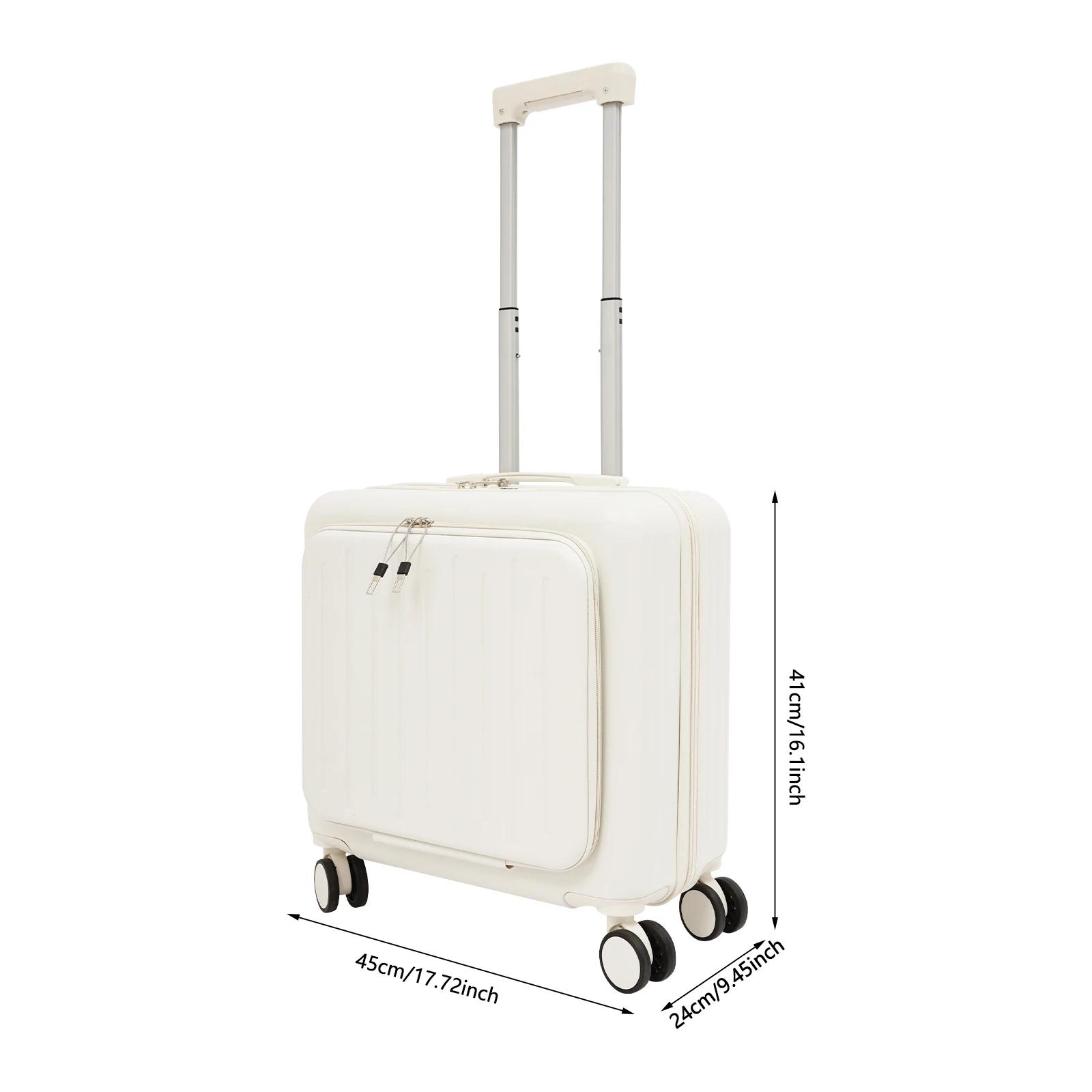 Valise cabine ABS 18 pouces avec ouverture frontale 180° °   Valise de voyage avec compartiment pour