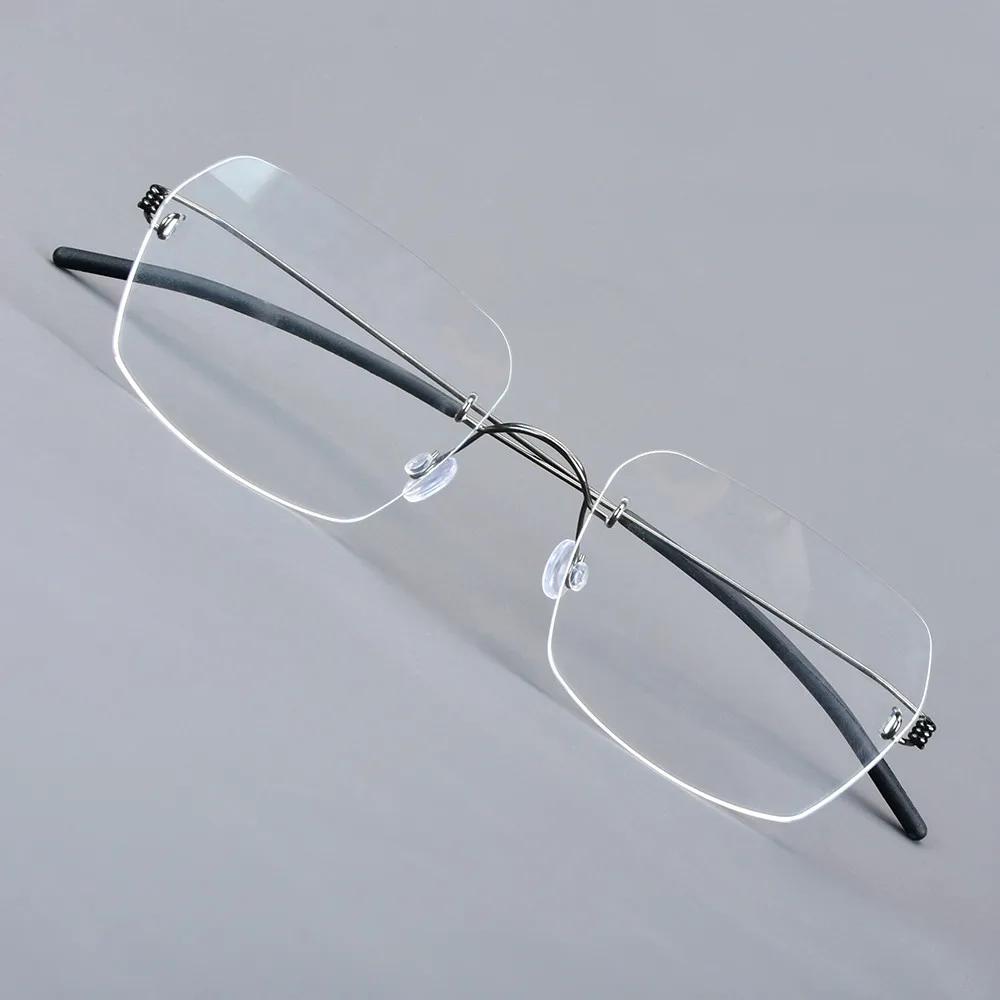 Danemark marque sans monture lunettes cadre ultraléger sans vis hommes affaires lunettes carrées fem