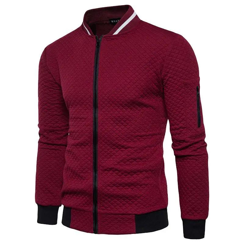 Sweat-shirt pour hommes avec poches zippées, demi-survêtement fin de couleur unie, décontracté, à ca