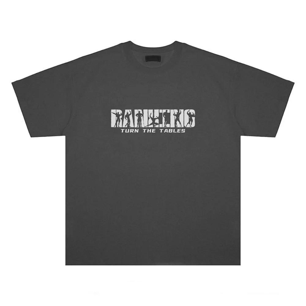 T-shirt col rond pour hommes, confortable et respirant, avec lettres imprimées, entraînement muscula