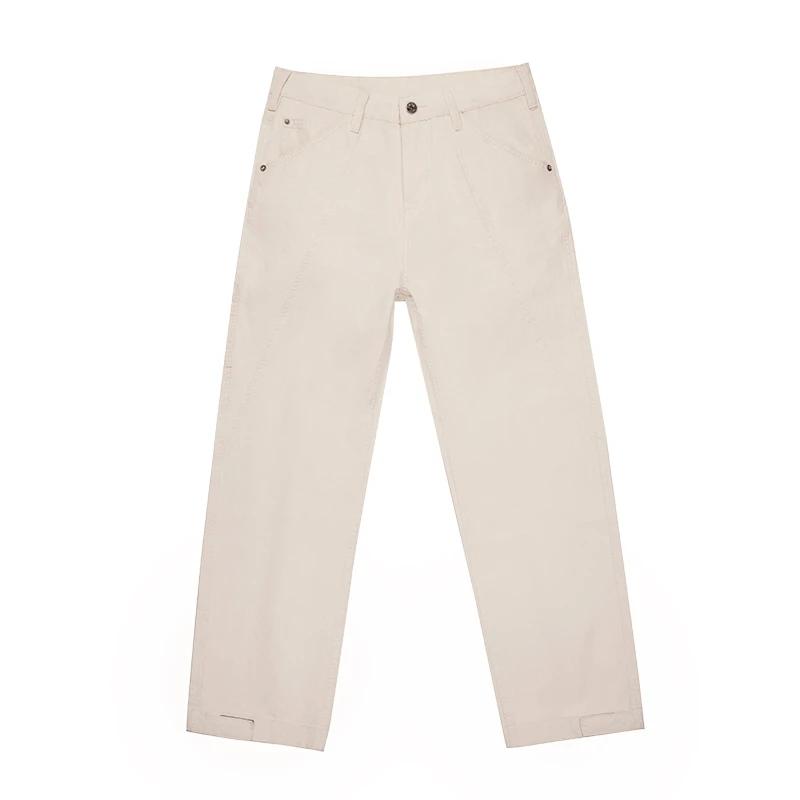 Pantalon drapé rétro américain blanc cassé pour homme, streetwear printemps/été, grande taille 40, p