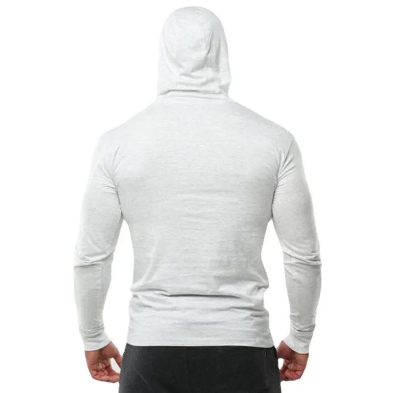 Automne coton respirant décontracté à capuche T-Shirts hommes coupe ajustée à manches longues chemis