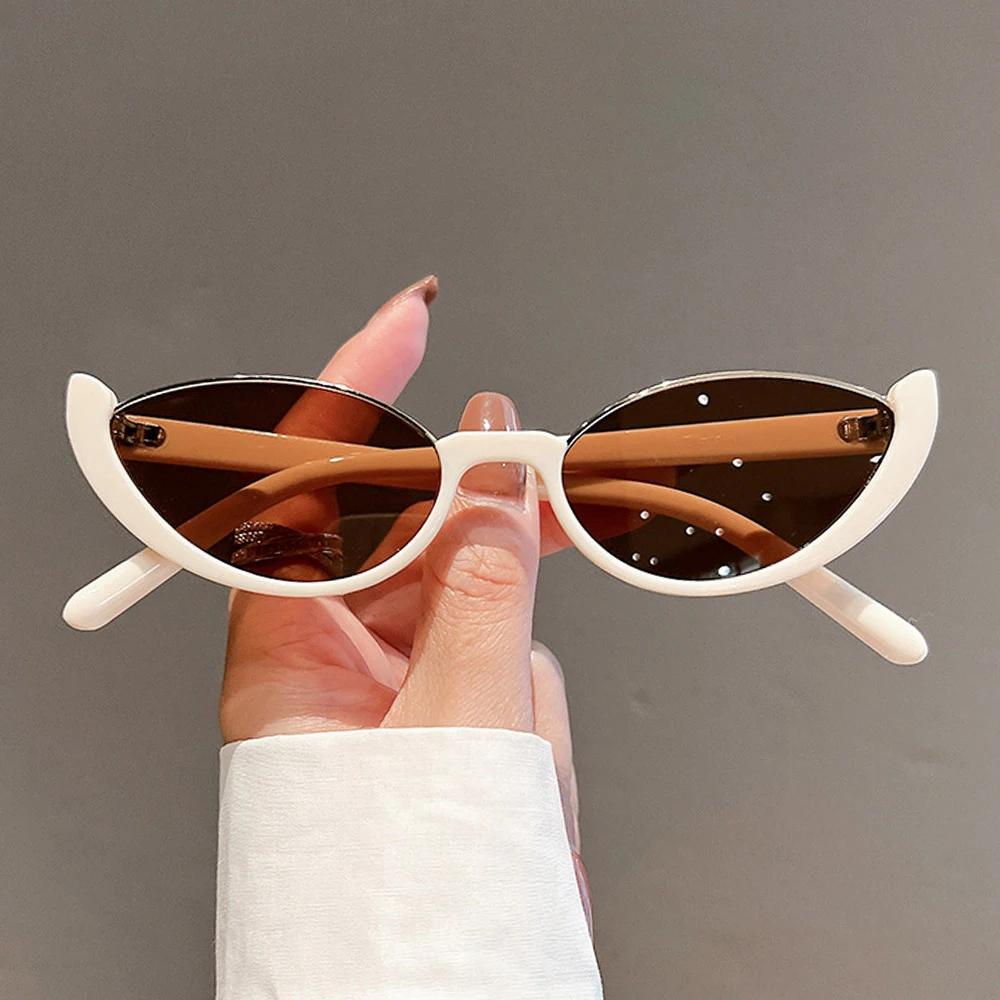 Lunettes de soleil œil de chat rétro pour hommes et femmes, petite demi-monture, lunettes vintage, l