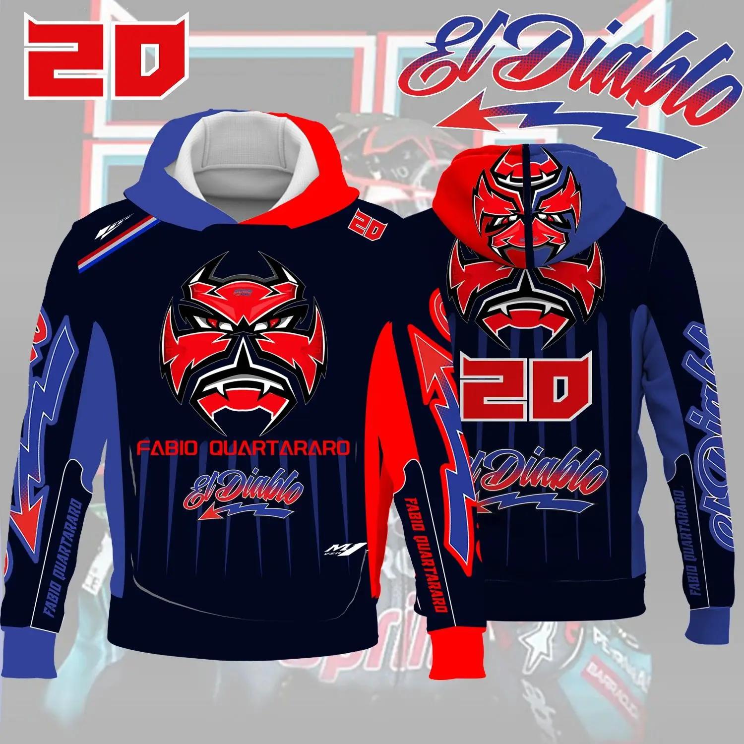Nouvelle course de moto 2025 n° 20 Driver Fabio Quartararo Sweat à capuche créatif pour les amateurs
