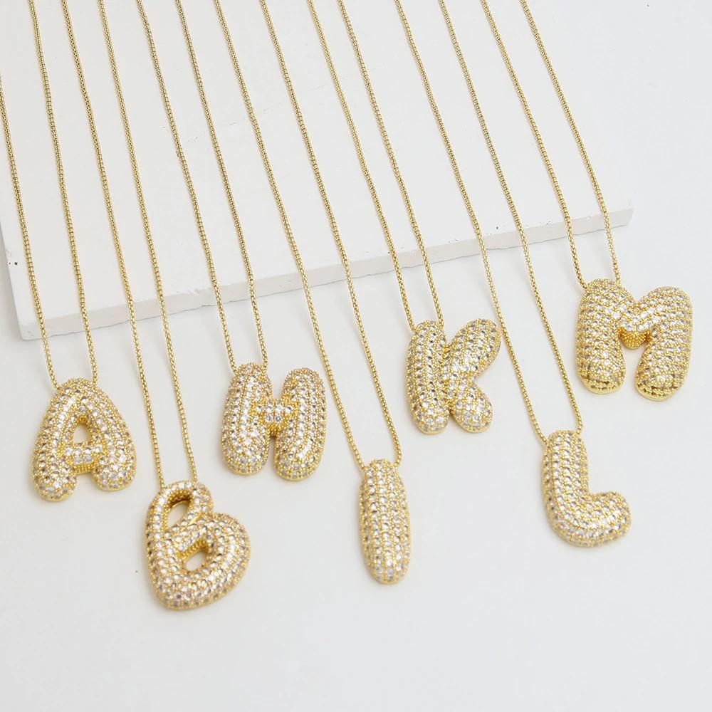 Collier avec initiale en zircon CZ scintillant pour femme, chaîne en forme de boîte, plaqué or, pend