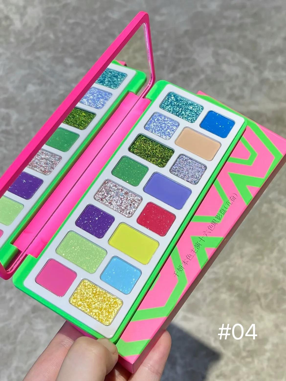 Qianyan Cheeryep 16 couleurs fard à paupières Palette paillettes caméléon mat nacré Flash plaque Cow