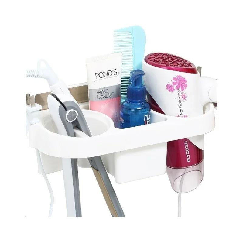 Support mural auto-adhésif pour shampoing, support pour sèche-cheveux, peigne, salle de bain, rangem