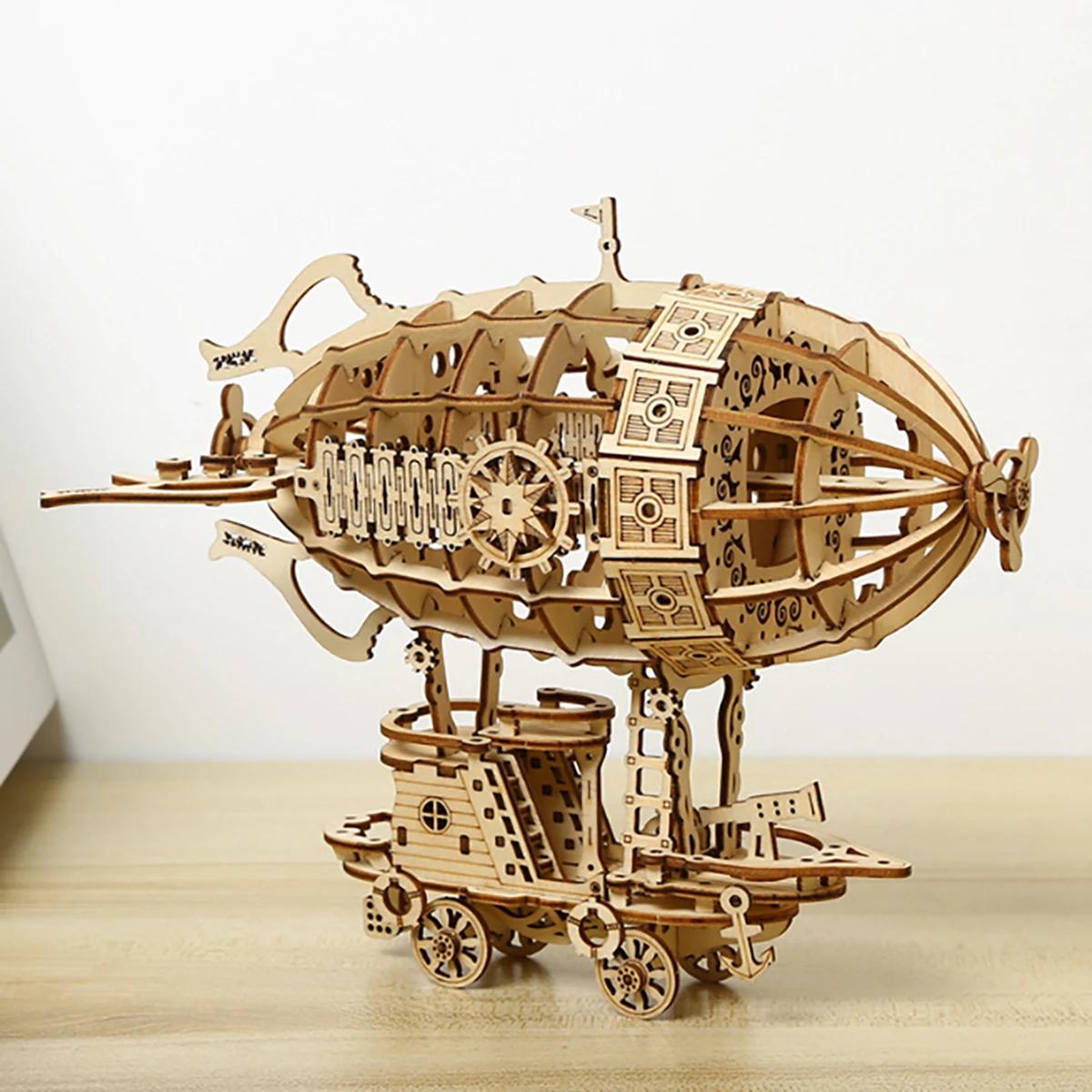 Modèle d'échelle de Puzzle en bois de voiture 3D dirigeable, Kit de modèle de bricolage, cadeau arti