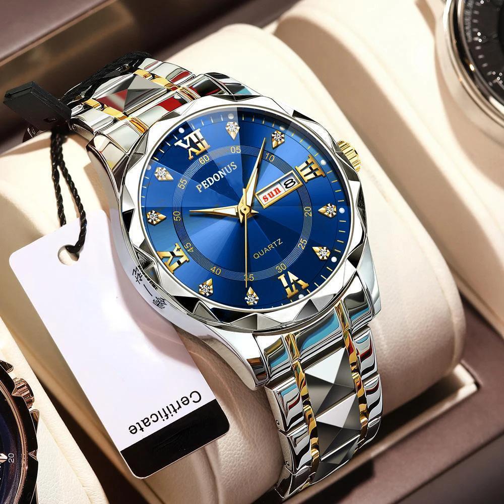 Montre de luxe pour homme, montre à quartz avec calendrier, mode et affaires
