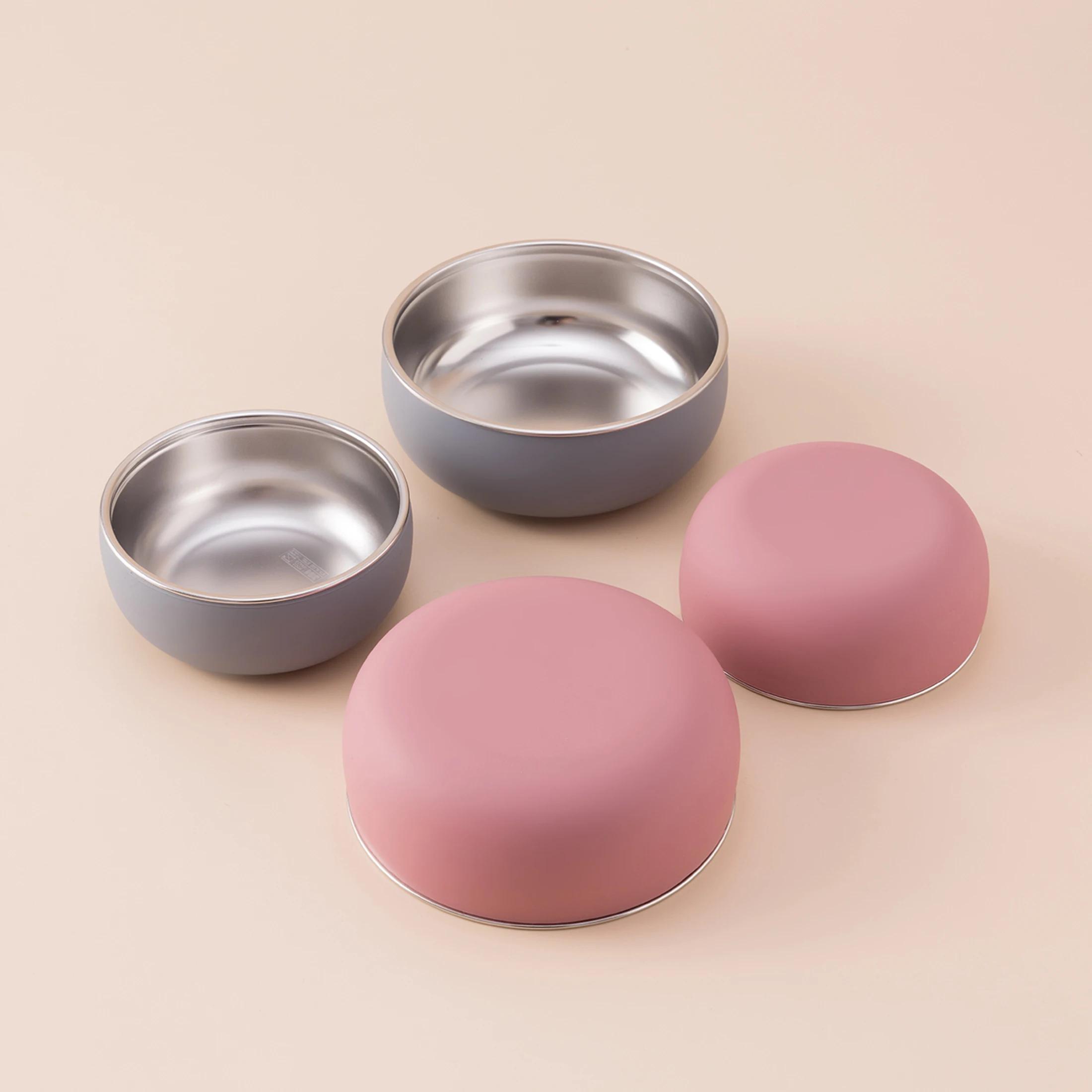 Couleur enfants 2 pièces bol en acier inoxydable ensemble de vaisselle pour l'alimentation du bébé d