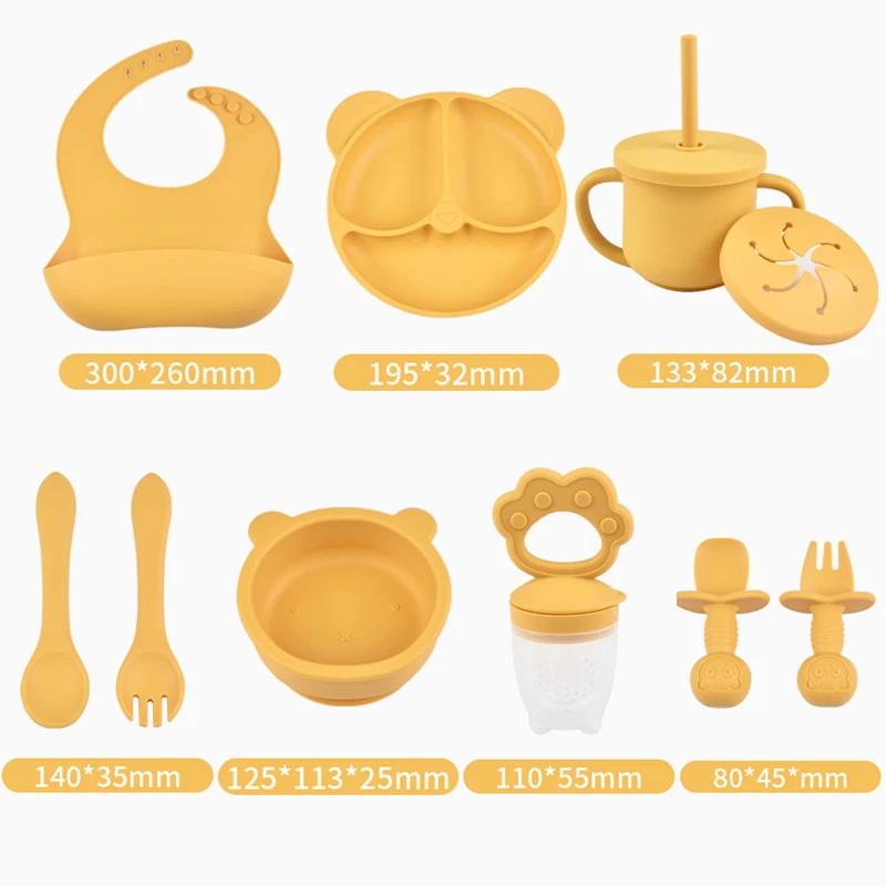 Ensemble d'alimentation pour bébé en Silicone sans BPA, bol à ventouse, assiette à manger divisée, t