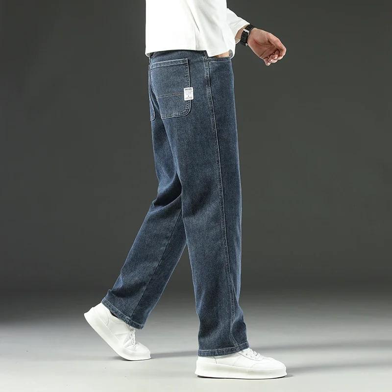 Jeans baggy droit à jambes larges pour hommes, pantalons décontractés d'affaires, vêtements de marqu