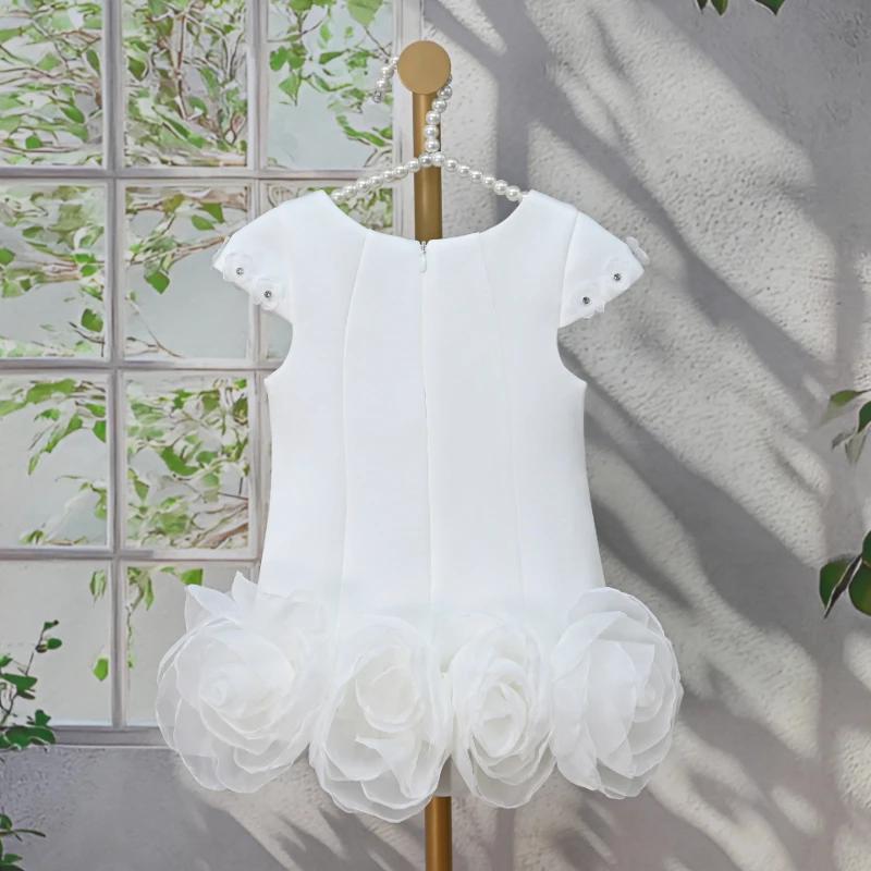 Robe Blanche pour Filles 2026, Nouvelle Robe de Princesse en Coton à Couches d'Air pour Enfants, Ten