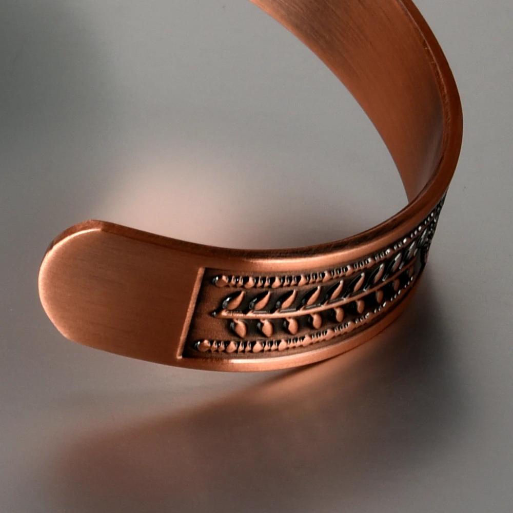 Bracelet en cuivre pur Vinterly Yggdrasil Viking bracelets magnétiques réglables soulagement de l'ar