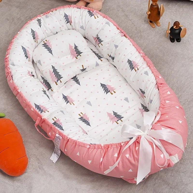 Lit bébé avec oreiller berceau Portable lit de voyage infantile enfant en bas âge berceau en coton p