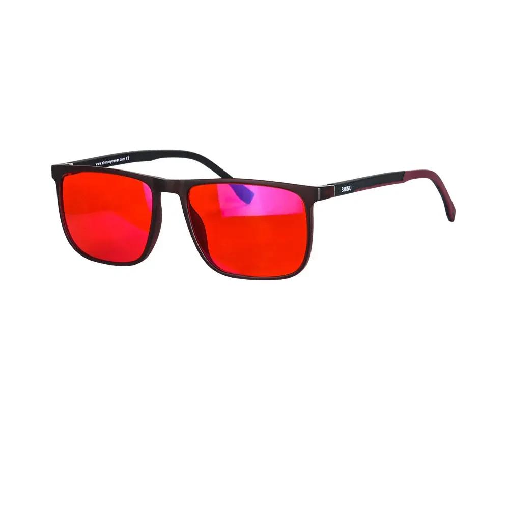 SHINU marque bon sommeil lumière bleue bloquant les lunettes hommes lentilles rouges Anti lumière ve
