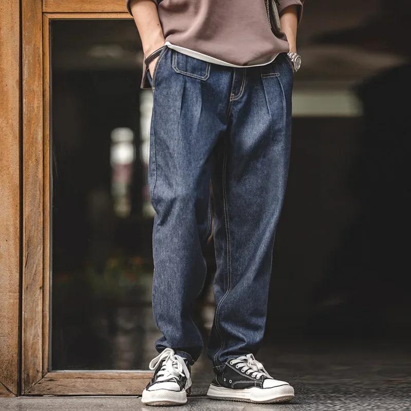 Maden rétro Denim lavage Baggy hommes Jean jambe large pantalon conique mode décontracté Streetwear 