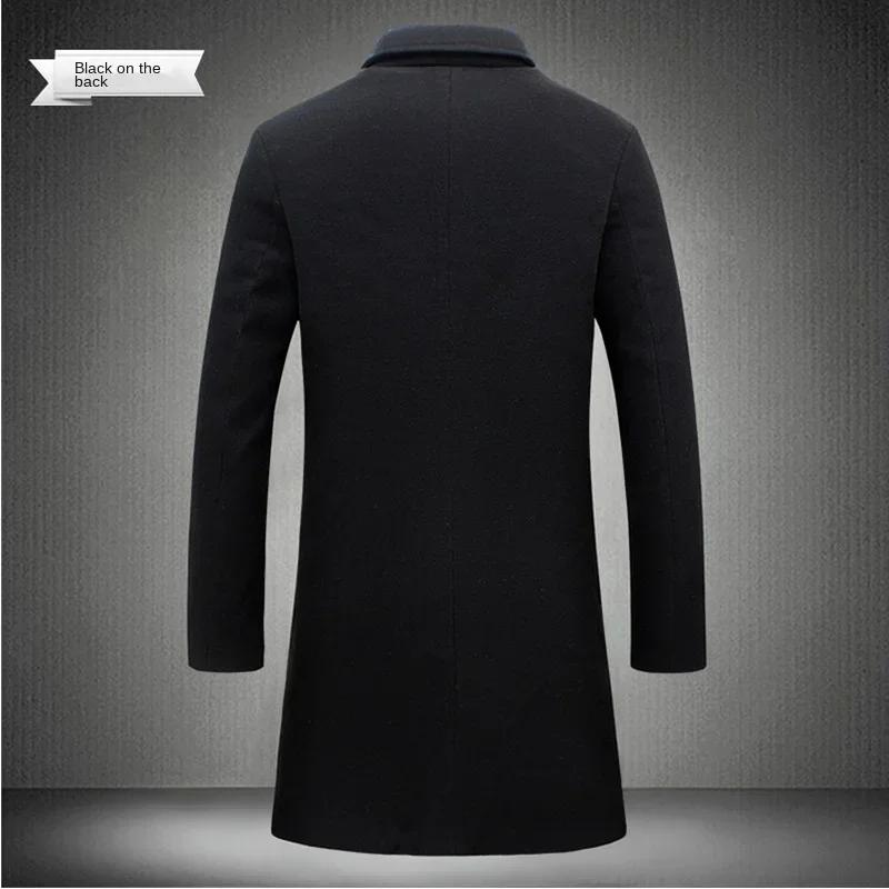 Manteau Long en coton pour hommes, mélange de laine, couleur Pure, décontracté, mode Business, vêtem