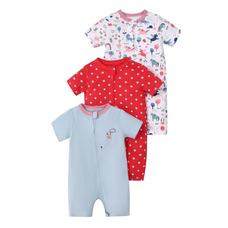 IYEAL bébé été 100% coton barboteuses garçons filles vêtements pyjamas 3 pièces/lot nouveau-né Bebe 