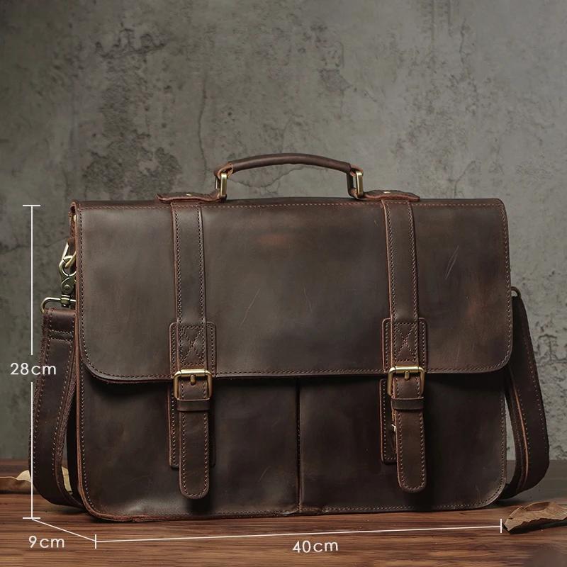 NUKA-Sac à main d'affaires en cuir véritable pour hommes, sac à main en cuir de vachette vintage, sa