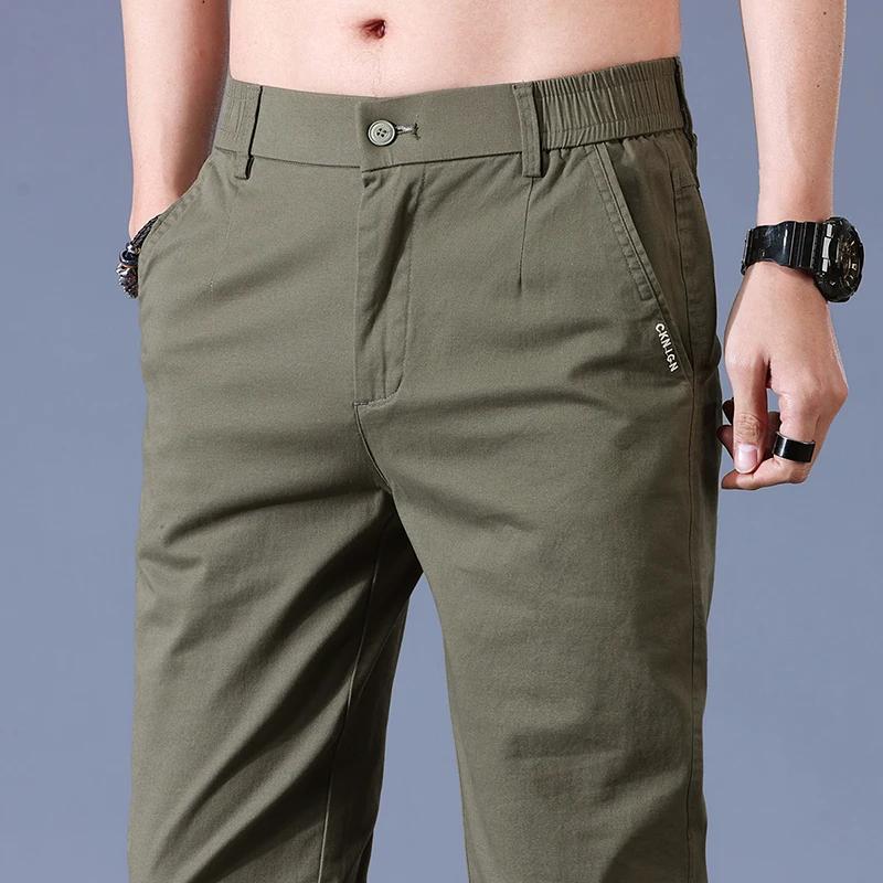 2025 nouveau haute qualité hommes mince pantalons décontractés taille moyenne Stretch travail pantal