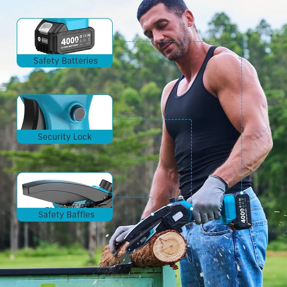 SEESII 6 ''Mini tronçonneuse sans fil 15.2 cm scie électrique Rechargeable travail du bois scie d'él