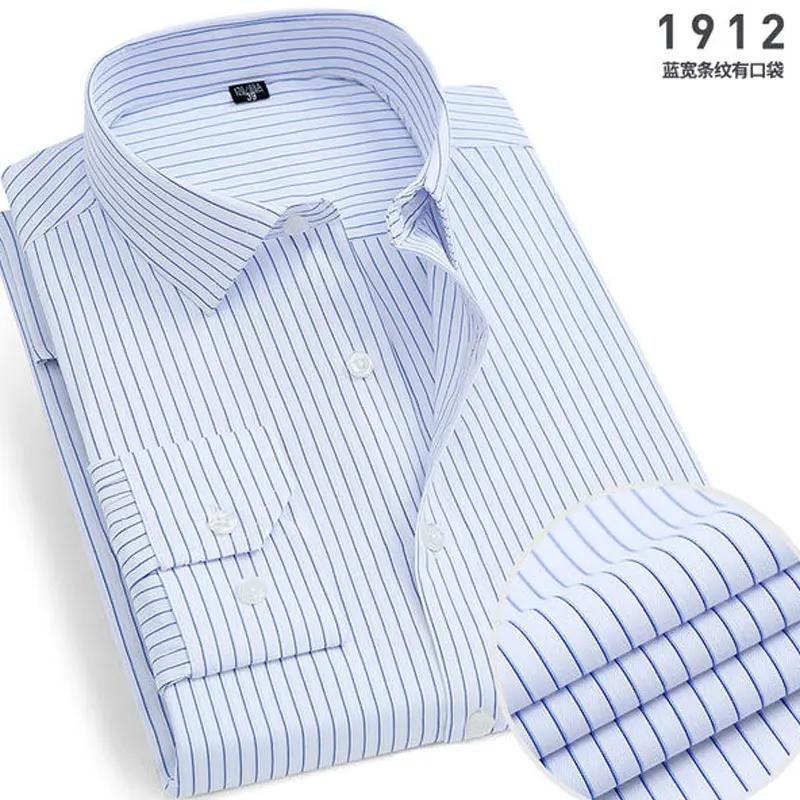 Chemise rayée à manches longues pour hommes, sans repassage, anti-rides, confortable, respirante, af
