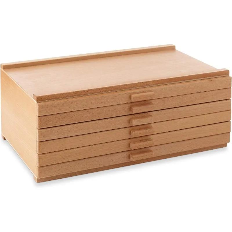 Boîte de rangement en bois à 6 tiroirs pour artistes, pour pastels, crayons, stylos, marqueurs, pinc