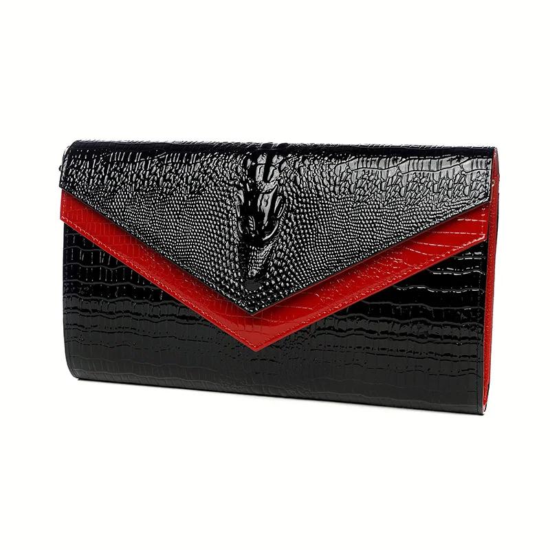 Alligator modèle femmes en cuir de vache pochette Patchwork Crocodile dames peau de vache épaule ou 