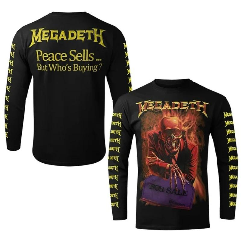 T-shirt unisexe à manches longues imprimé en 3D de la groupe de rock punk américain Megadeth, mode a