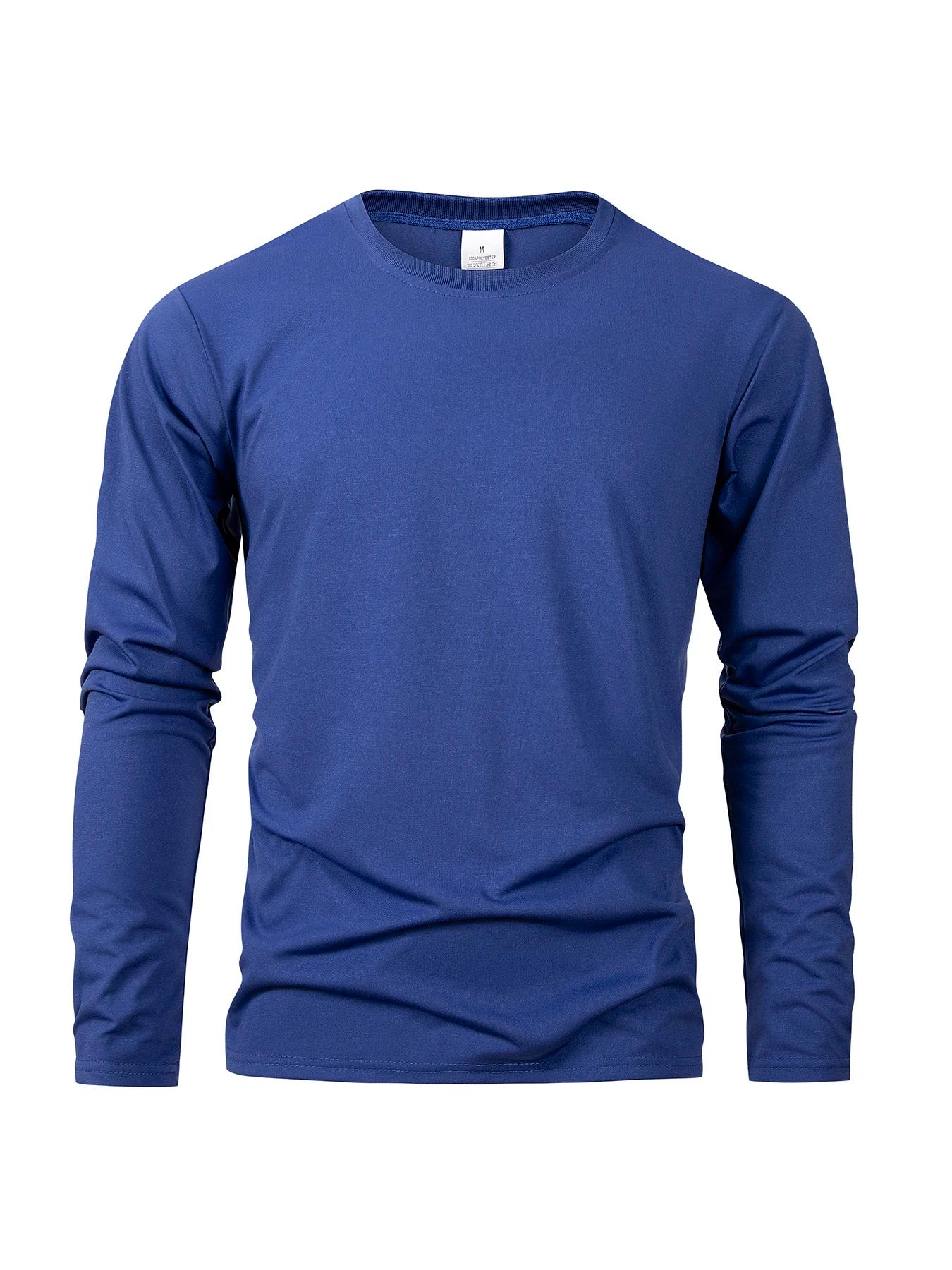 Printemps automne hommes T-shirts à manches longues décontracté hauts couleur unie haute qualité noi