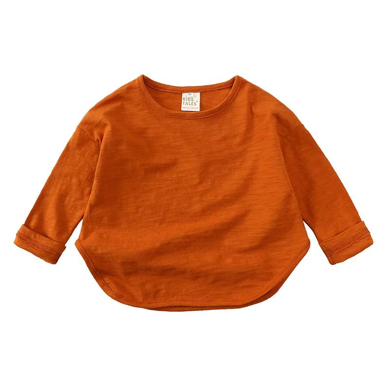 T-shirt à manches longues et col rond pour bébé garçon et fille, en coton, simple et décontracté, un