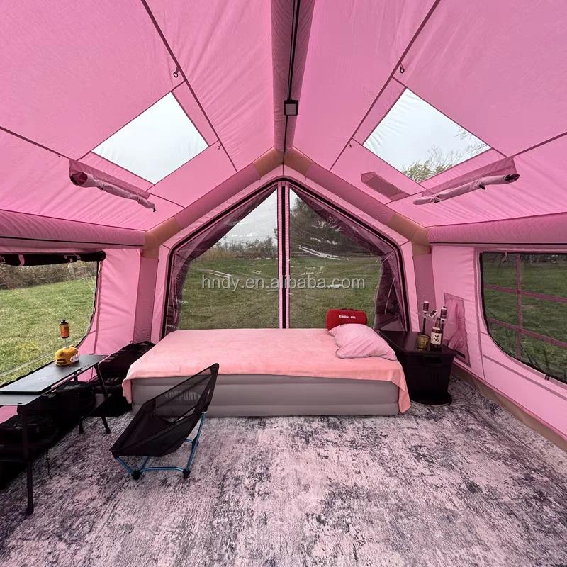 9.0 plus récent rose grandes portes grande fenêtre gonflable tente d'air de Camping en plein Air