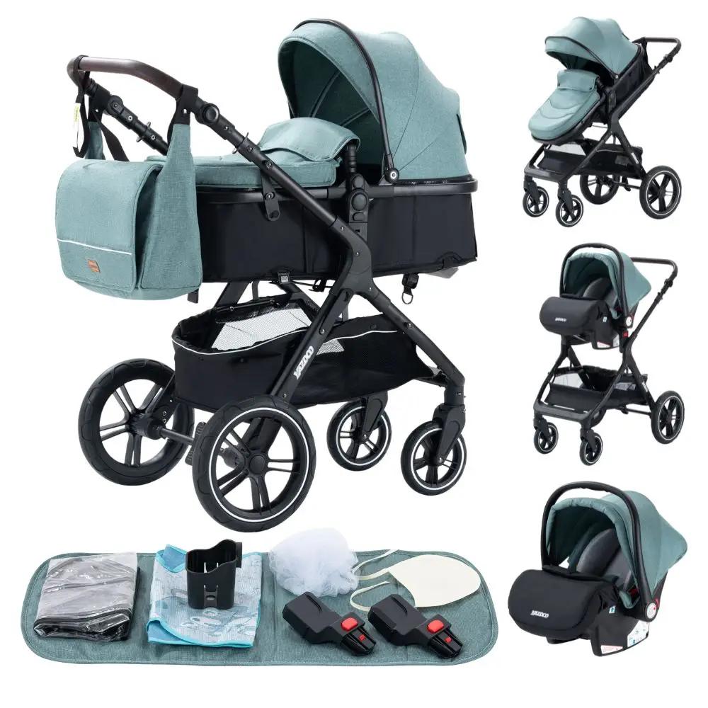 Poussette 3 en 1 avec siège auto et panier de couchage, poussette multifonction pour bébé, poussette