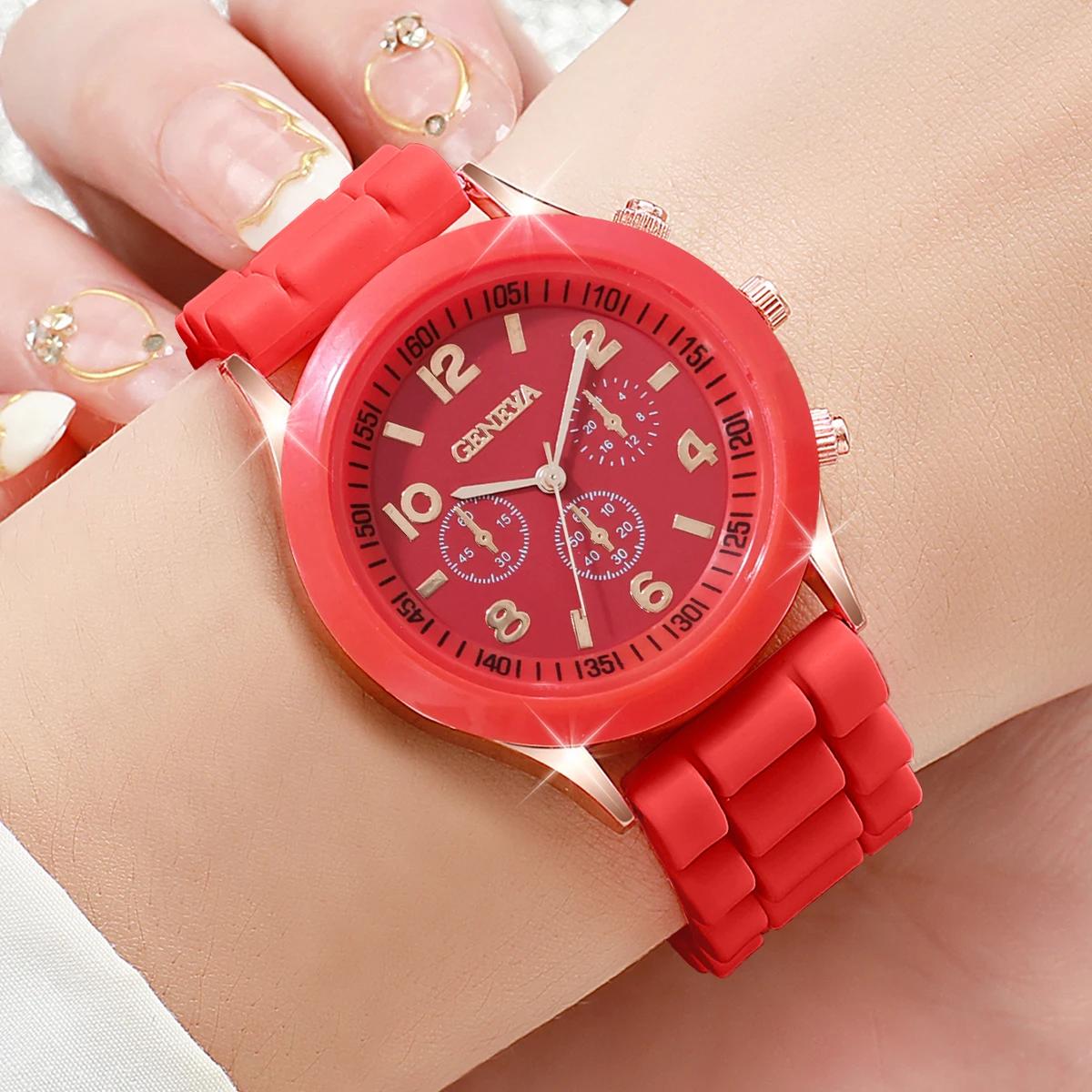 5 pièces montres pour femmes mode bracelet en Silicone ensemble de montre à Quartz analogique (sans 