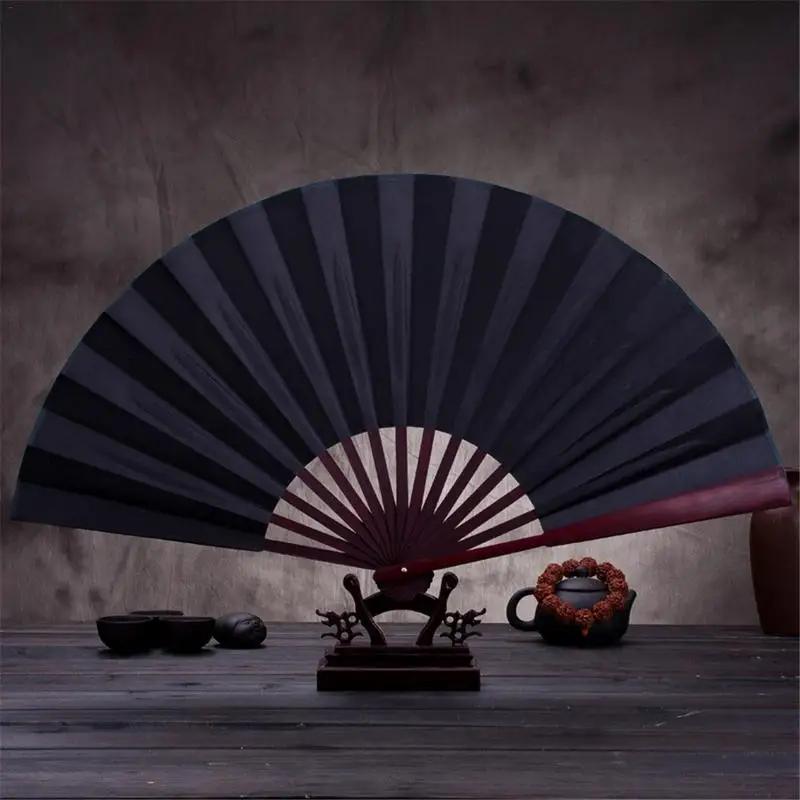 Éventail pliant chinois vierge en tissu de soie de 10.6 pouces/13 pouces, éventail pliant en bois de