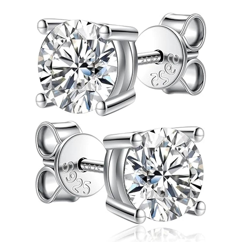 KNOBSPIN-Boucles d'oreilles en moissanite pour femme, clous d'oreilles en diamant cultivé en laborat